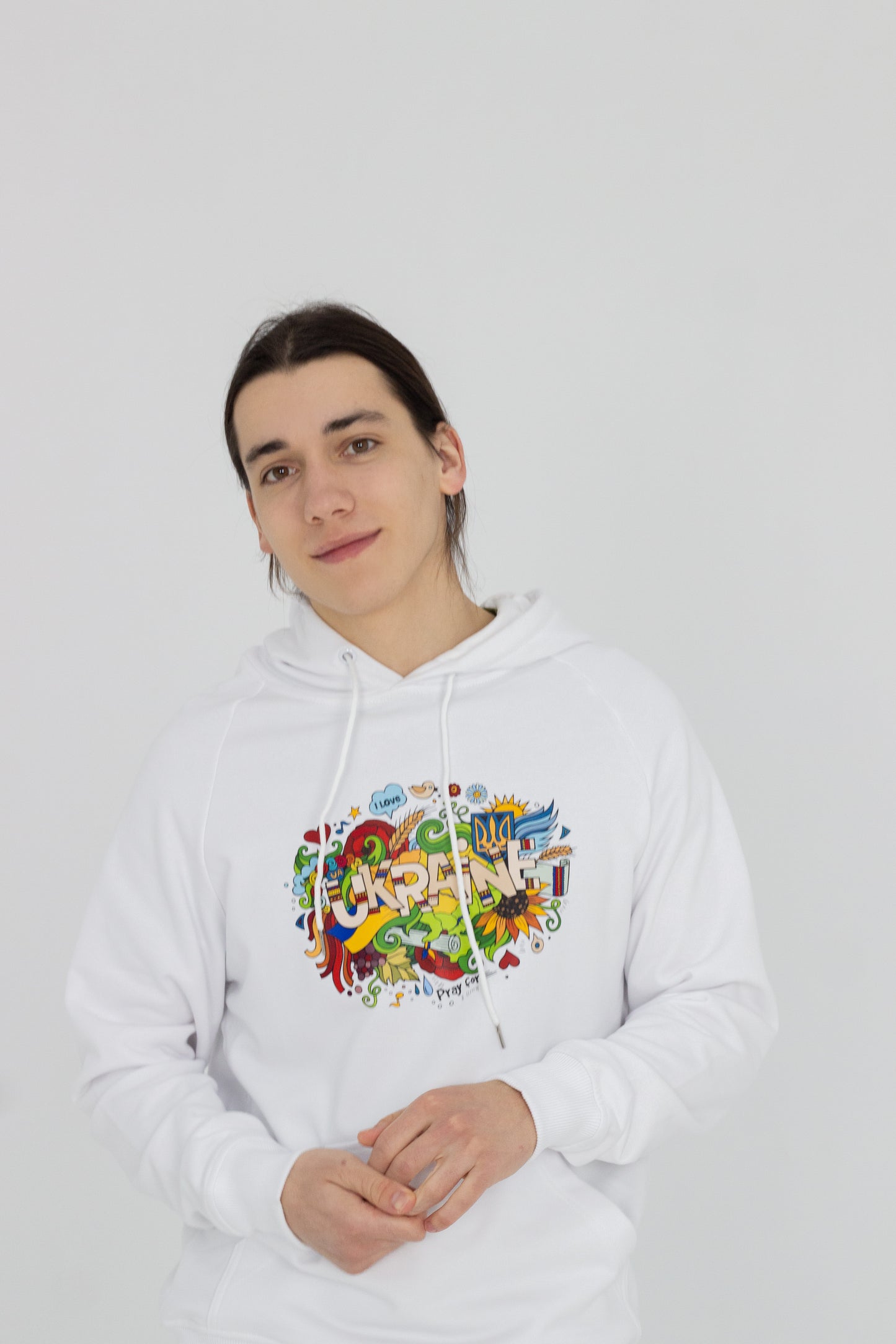 Hoodie White Ukraine in Color